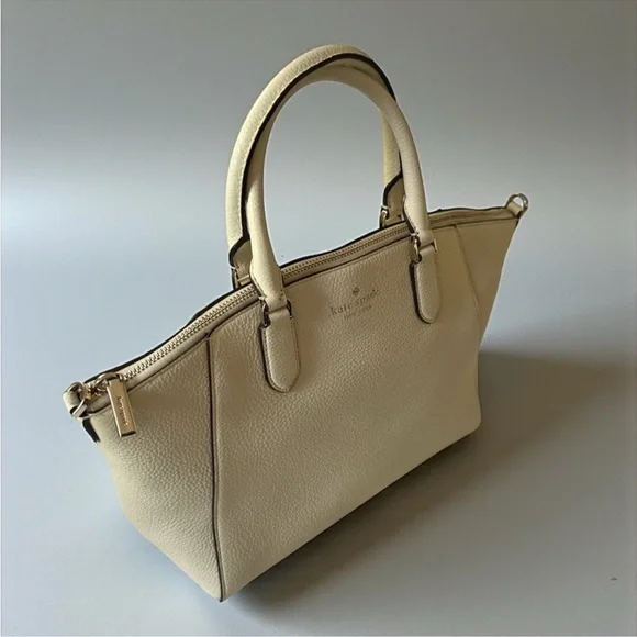 👜 Kate Spade Loden Satchel – White Pebbled Leather Convertible Crossbody Bag ✨